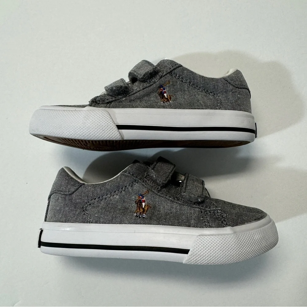 Polo Ralph Lauren Gray Velcro Sneakers Size 6.5